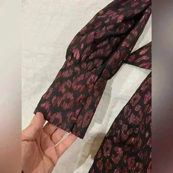 Greylin Sparkly animal print long sleeve a line dress size 2 - Picture 6 of 7